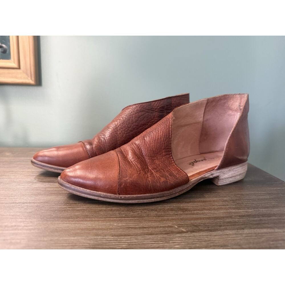 Free People Royale D’Orsay Brown Leather Flat Shoes EU 36 US 5.5 Made in Spain